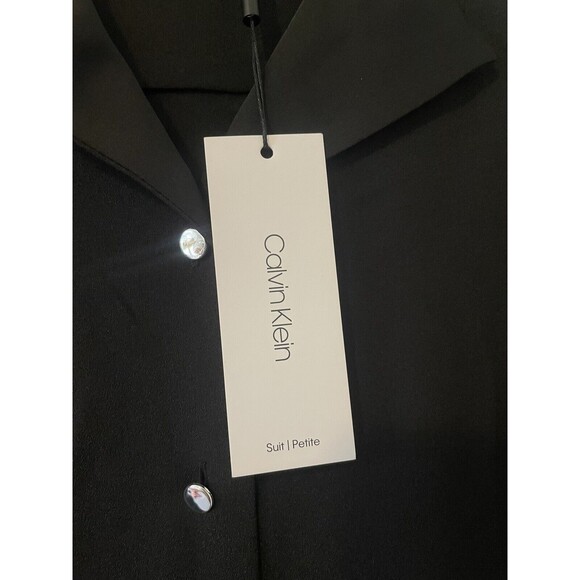 NEW Calvin Klein Petite Small Black Silver Button Down Long Sleeve Blouse Office - Picture 8 of 14